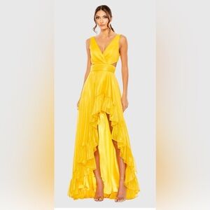 Mac Duggal Yellow Ruffled Gown